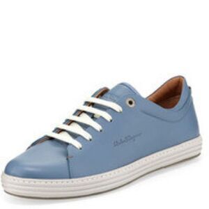 Salvatore Ferragamo Riviera Leather Low Top Sneaker Blue Men’s Size 11.5